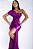 VESTIDO LONGO CETIM COM TOQUE DE SEDA ESTILO SEREIA FENDA LATERAL FUCSIA - Imagem 1