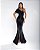 VESTIDO LONGO CETIM COM TOQUE DE SEDA ESTILO SEREIA FENDA LATERAL PRETO - Imagem 1