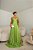 VESTIDO LONGO LUREX ESTILO CORPETE ALÇA COM AMARRAÇÃO VERDE OLIVA - Imagem 1