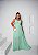 VESTIDO LONGO MICROTULE ALÇA FINA COM FAIXA EM AMARAÇÃO VERDE MENTA CA - Imagem 3