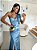 VESTIDO LONGO SEDA UM OMBRO SO ESTILO CORPETE FENDA LATERAL AZUL SERENITY - Imagem 1