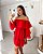 VESTIDO CURTO CREPE DE SEDA OMBRO A OMBRO MANGA EM CAMADAS VERMELHO - Imagem 2