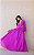 VESTIDO LONGO CREPE DE SEDA MANGA LONGA RECORTE CINTURA SAIA PLISSADA FUCSIA - Imagem 2