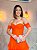 VESTIDO LONGO MICROTULLE CORPO ESTRUTURADO DCT CORAÇÃO C/ MANGUINHA E CAMADAS EM BAIXO LARANJA PL - Imagem 2