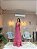 VESTIDO LONGO CREPE DE SEDA ALÇA FINA COM REGULAGEM SAIA COM BABADO ROSA QUEIMADO - Imagem 1