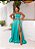 VESTIDO LONGO ZIBELINE TOMARA QUE CAIA FENDA LATERAL VERDE TURQUESA - Imagem 1