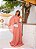 VESTIDO LONGO CREPE DE SEDA UM OMBRO SO ESTILO CAPA SAIA PLISSADA ROSE - Imagem 1