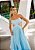VESTIDO LONG MIX DE RENDA C/LUREX CORPETE RECORTE LATERAL SAIA BABADADOS ASSIMETRICOS AZUL SERENITY - Imagem 2