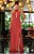 VESTIDO LONGO CREPE DE SEDA DETALHE FLOR BUSTO VAZADO TERRA COTA PR - Imagem 1