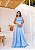 VESTIDO LONGO ZIBELINE UM OMBRO SÓ COM LAÇO EM AMARRAÇÃO CINTO CINTURA AZUL SERENITY - Imagem 1