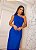VESTIDO LONGO MICROTULE UM OMBRO SO DRAPEADO LATERAL FENDA AZUL ROYAL - Imagem 1
