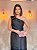 VESTIDO MIDI ZIBELINE UM OMBRO SO COM DETALHE LAÇO DRAPEADO BUSTO FENDA LATERAL PRETO - Imagem 2