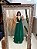 VESTIDO LONGO MICROTULE SAIA COM DETALHE DE BABADOS TRANÇA CINTURA VERDE ESMERALDA - Imagem 1