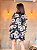 VESTIDO CURTO MICROTULE MANGA LONGA ESTAMPADO COM FUNDO PRETO - Imagem 3