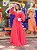 VESTIDO LONGO MICROTULE C/GLITTER MANGA LONGA SAIA PLISSADA DECOTE EM TULE CORAL - Imagem 1