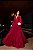 VESTIDO LONGO MICROTULE C/GLITTER MANGA LONGA SAIA PLISSADA DECOTE EM TULE MARSALA - Imagem 2