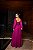 VESTIDO LONGO MICROTULE C/GLITTER MANGA LONGA SAIA PLISSADA DECOTE EM TULE FUCSIA - Imagem 3