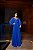 VESTIDO LONGO MICROTULE C/GLITTER MANGA LONGA SAIA PLISSADA DECOTE EM TULE AZUL ROYAL - Imagem 1