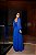 VESTIDO LONGO MICROTULE C/GLITTER MANGA LONGA SAIA PLISSADA DECOTE EM TULE AZUL ROYAL - Imagem 2