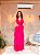 VESTIDO LONGO MICROTULE ALÇA LARGA DECOTE V COM TULE SAIA COM BABADOS PINK - Imagem 1