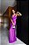VESTIDO LONGO PRADA ALÇA FINA COM BRILHO DETALHE BUSTO FENDA LATERAL FUCSIA - Imagem 1