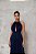VESTIDO LONGO LUREX FRENTE UNICA COM DECOTE ALONGADO DETALHE DE BABADO AZUL MARINHO DOT - Imagem 2