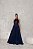 VESTIDO LONGO LUREX FRENTE UNICA COM DECOTE ALONGADO DETALHE DE BABADO AZUL MARINHO DOT - Imagem 1