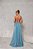 VESTIDO LONGO LUREX FRENTE UNICA COM DECOTE ALONGADO DETALHE DE BABADO AZUL SERENITY DOT - Imagem 3