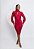 VESTIDO JERSEY MIDI DRAPEADO M/L E GOLA ALTA  FUCSIA - Imagem 1