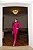 VESTIDO JERSEY LONGO GOLA ALTA M/L DECOTE GOTA FRENTE FUCSIA - Imagem 1