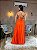VESTIDO LONGO CREPE 3 MARIAS RECORTE LARANJA - Imagem 3