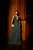 VESTIDO LONGO MICROTULLE LUREX CAMADAS VERTICAIS ALÇA FINA VERDE OLIVA - Imagem 3