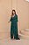 VESTIDO LONGO CREPE DE SEDA MANGA LONGA BABADO VERDE MUSGO - Imagem 1