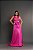 VESTIDO LONGO ZIBELINE ALÇA LARGA DETALHE LAÇO DECOTE V FENDA LATERAL PINK - Imagem 2