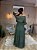 VESTIDO LONGO CREPE MANGA 3/4 SAIA COM BABADOS DECOTE V VERDE MUSGO - Imagem 3