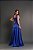 VESTIDO LONGO ZIBELINE ALÇA LARGA DETALHE LAÇO DECOTE V FENDA LATERAL AZUL ROYAL - Imagem 3