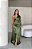 VESTIDO LONGO CETIM COM ELASTANO UM OMBRO SÓ MANGA LONGA FENDA VERDE OLIVA - Imagem 3