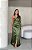 VESTIDO LONGO CETIM COM ELASTANO UM OMBRO SÓ MANGA LONGA FENDA VERDE OLIVA - Imagem 1