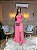 VESTIDO LONGO CREPE DE SEDA ALÇA FINA COM REGULAGEM FENDA LATERAL ROSA CHICLET - Imagem 1