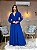 VESTIDO LONGO CREPE COM ELASTANO M/L DECOTE V FENDA LATERAL AZUL ROYAL - Imagem 1