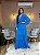 VESTIDO LONGO CREPE DE SEDA DECOTE V MANGA LONGA SAIA COM BABADO AZUL ROYAL MB - Imagem 2