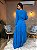 VESTIDO LONGO CREPE DE SEDA DECOTE V MANGA LONGA SAIA COM BABADO AZUL ROYAL MB - Imagem 3