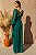 VESTIDO LONGO MICROTULE MANGA LONGA PALA BUSTO DECOTE V VERDE ESMERALDA - Imagem 5