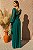 VESTIDO LONGO MICROTULE MANGA LONGA PALA BUSTO DECOTE V VERDE ESMERALDA - Imagem 4