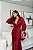 VESTIDO LONGO PRADA C/ELASTANO MANGA LONGA DETALHE DRAPEADO NO BUSTO E COSTAS FENDA MARSALA - Imagem 1