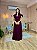 VESTIDO LONGO CREPE SAIA E MANGUINHA PLISSADA DECOTE EM V MARSALA - Imagem 1