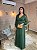 VESTIDO LONGO MICROTULE COM GLITTER MANGA LONGA BUSTO DRAPEADO PALA CINTURA VERDE ESMERALDA - Imagem 2