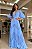 VESTIDO LONGO CHIFFON MANGA LONGA SAIA PLISSADA COM DETALHE EM RENDA AZUL SERENITY PR - Imagem 1