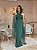 VESTIDO LONGO CHIFFON COM MICROTULE CAPA DECOTE TRANSPASSADO FENDA TRASEIRA VERDE ESMERALDA - Imagem 1