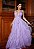 VESTIDO LONGO MICROTULLE LUREX CAMADAS VERTICAIS ALÇA FINA LILÁS - Imagem 1